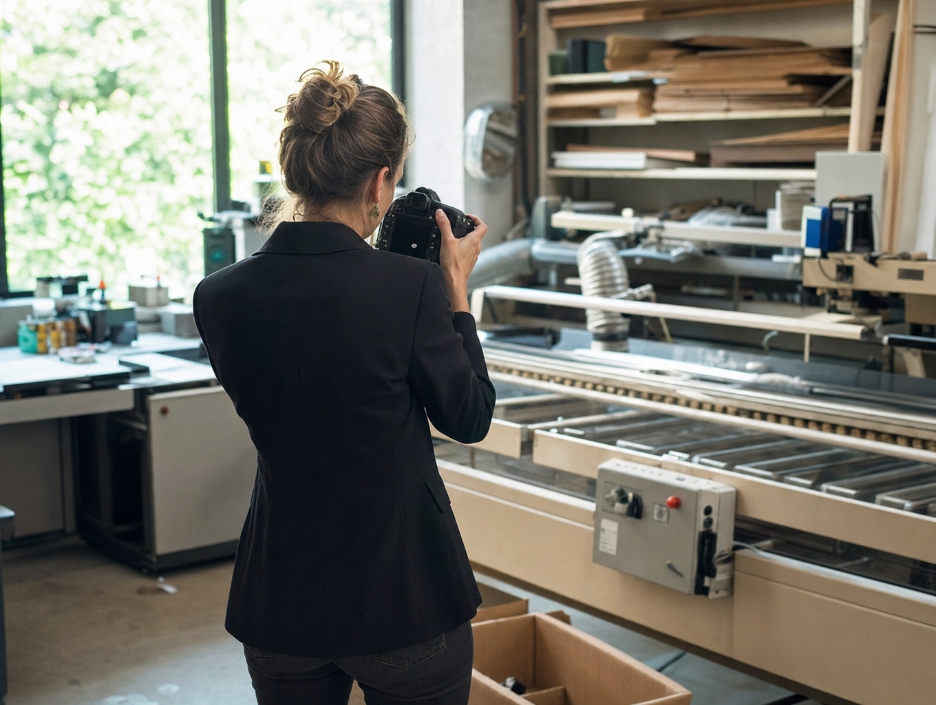 Une opératrice photographie une machine lors d’une prisée.