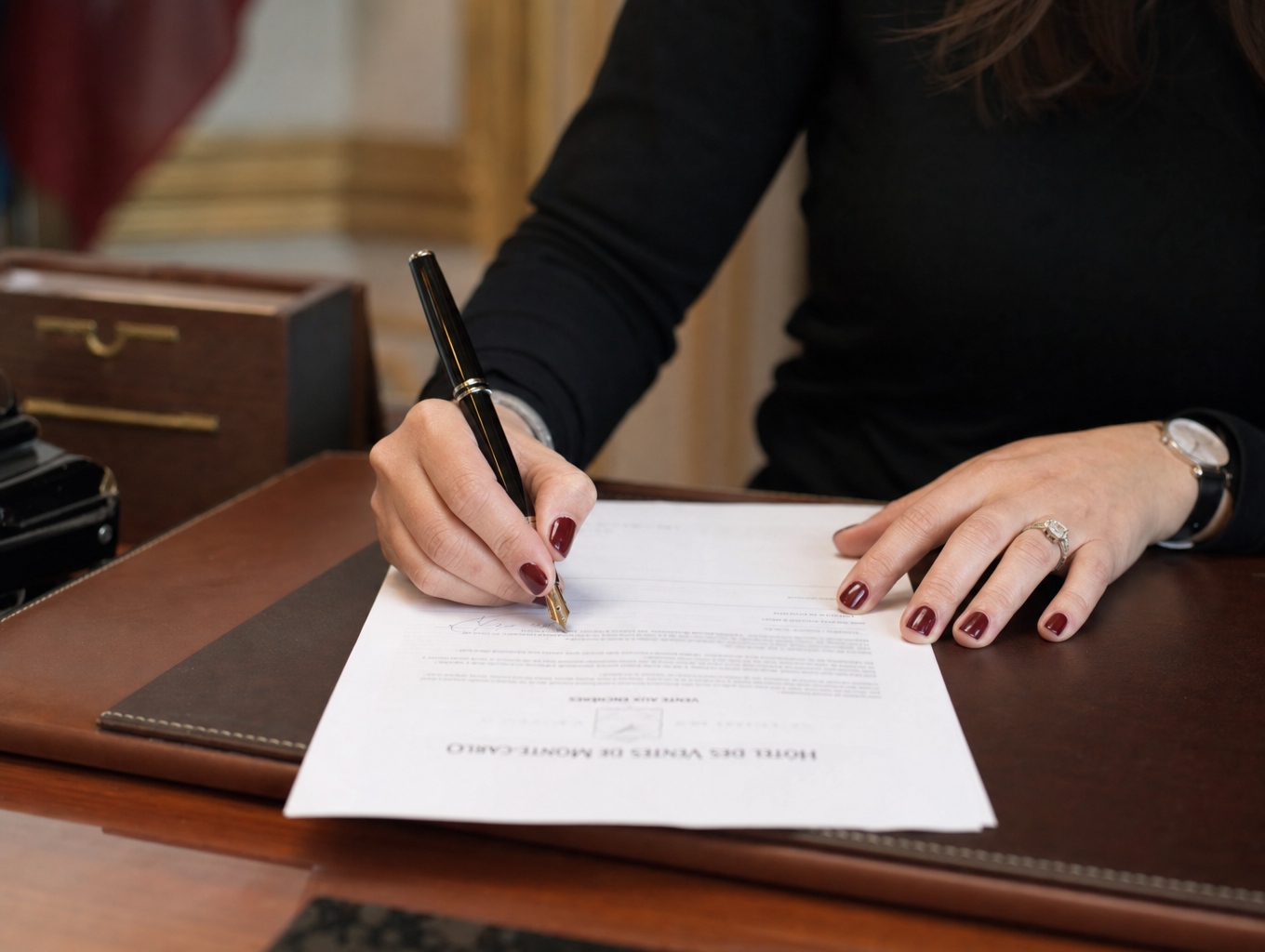 Des mains signant un document.